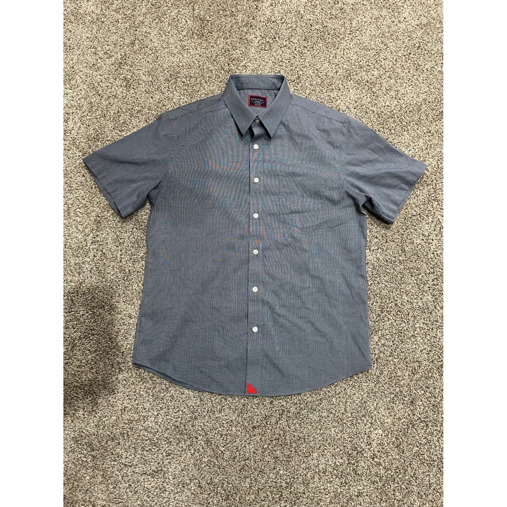 UNTUCKit Mens Medium Slim Fit Wrinkle Free Short Sleeve Button Down Blue Shirt